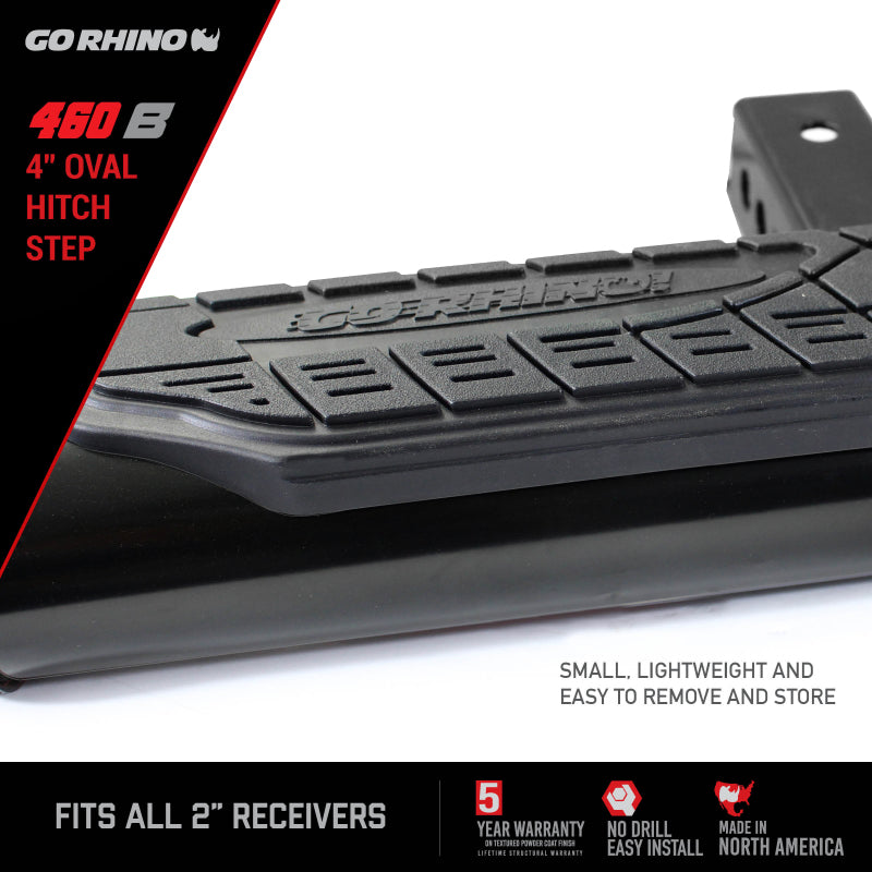 Go Rhino 4in Oval Hitch Step - Black - Go Rhino GOR460B