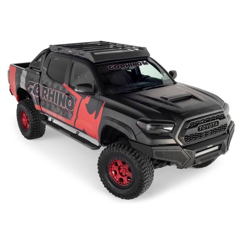Go Rhino 16-23 Toyota Tacoma DC Ceros Low Profile Roof Rack - Tex. Blk - Go Rhino GOR5933000T
