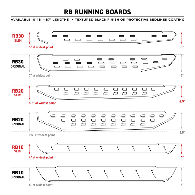 Go Rhino RB10 Running Boards - Bedliner - 87in - Black Ops Auto Works
