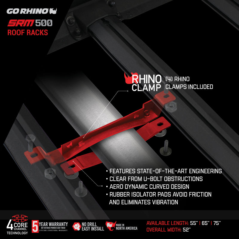 Go Rhino SRM 500 Roof Rack - 65in - Black Ops Auto Works