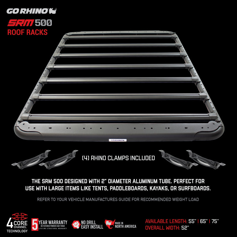 Go Rhino SRM 500 Roof Rack - 75in - Black Ops Auto Works