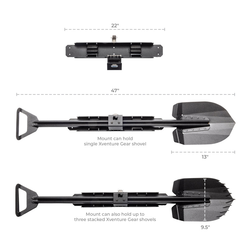 Go Rhino Xventure Gear Sharktooth Stackable Shovel - Textured Black Go Rhino GORXG-RS50020T