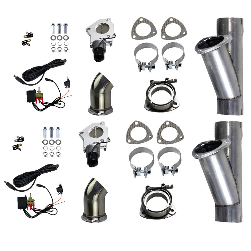 Granatelli 2.5in Aluminized Mild Steel Electronic Dual Exhaust Cutout w/Slip Fit & Band Clamp - Black Ops Auto Works