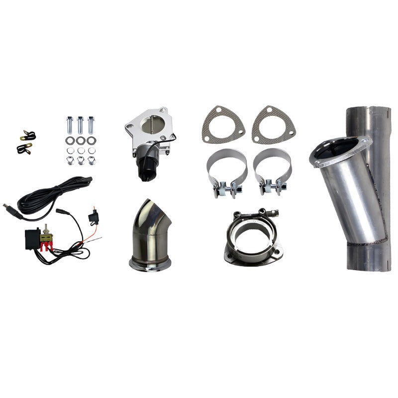Granatelli 2.5in Aluminized Mild Steel Electronic Exhaust Cutout System w/Slip Fit & Band Clamps - Black Ops Auto Works