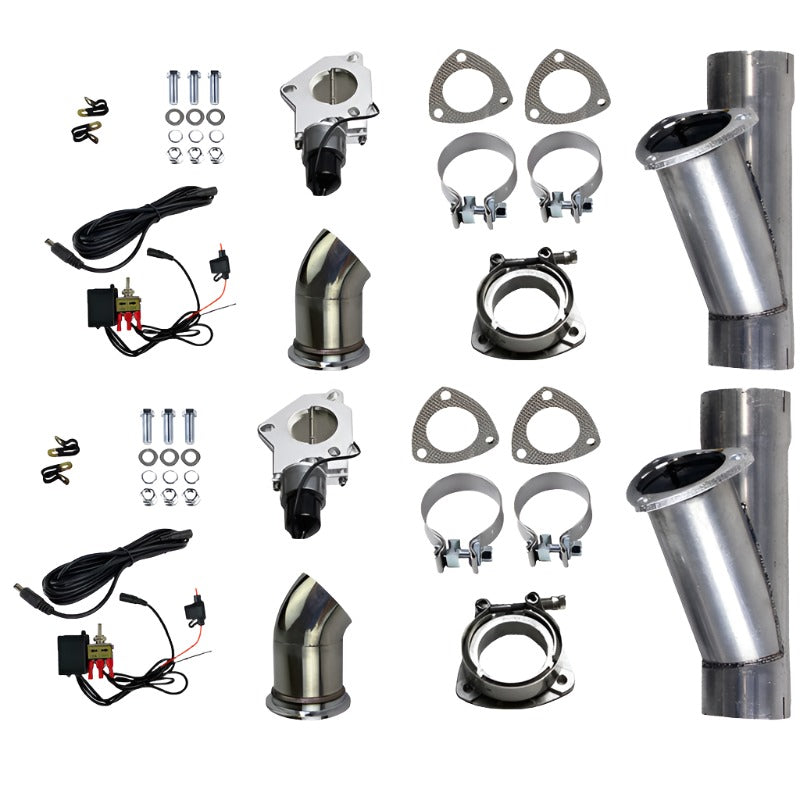 Granatelli 3.0in Alum Mild Steel Electronic Dual Slip Fit Exhaust Cutout w/Band Clamps - Black Ops Auto Works