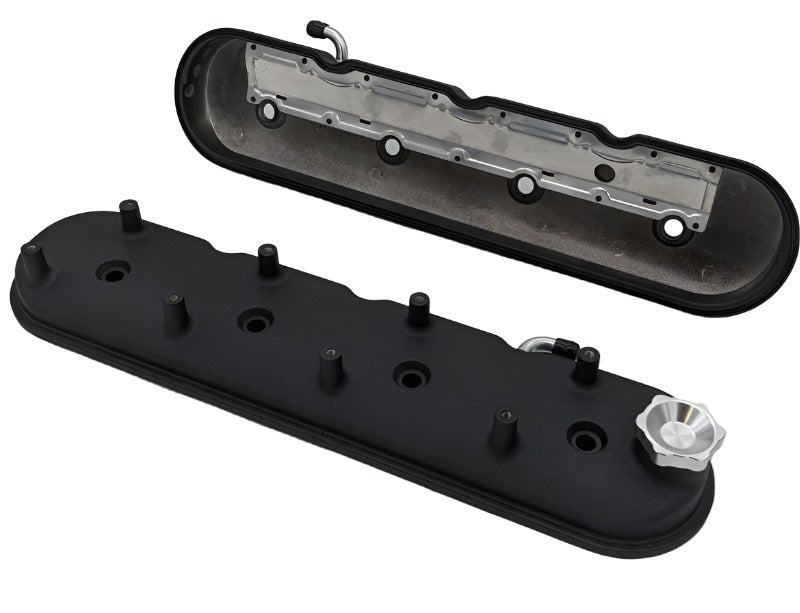 Granatelli 96-22 GM LS Standard Hieght Valve Cover w/Angled Coil Mount - Blk Wrinkle (Pair) - Black Ops Auto Works