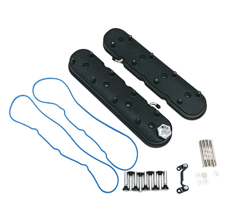 Granatelli 96-22 GM LS Tall Valve Cover w/Angled Coil Mounts - Black Wrinkle (Pair) - Black Ops Auto Works