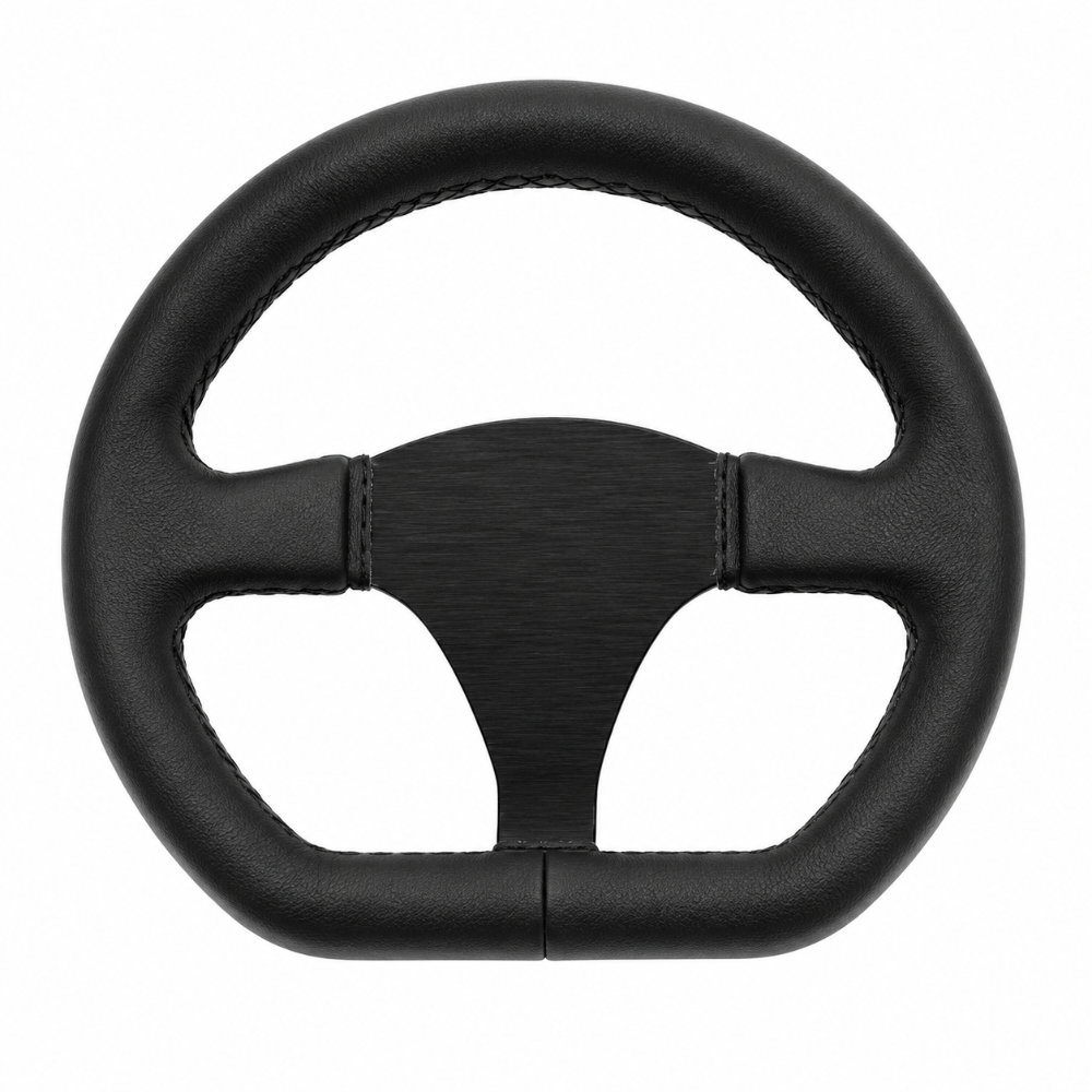 GMS789464 10in D-Shaped Steering Wheel Black Leather Grip