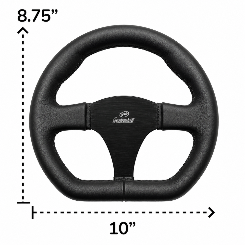 GMS789464 10in D-Shaped Steering Wheel Black Leather Grip