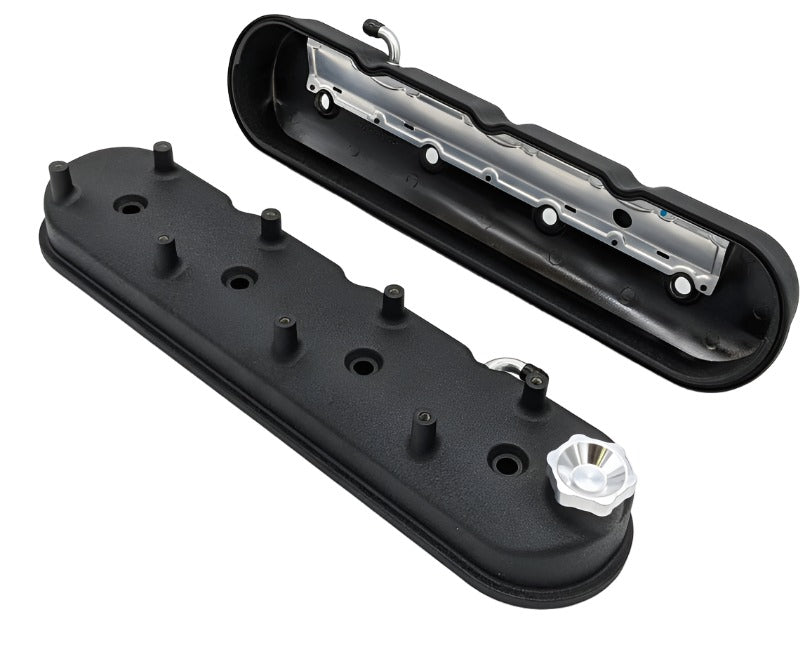 Granatelli 96-22 GM LS Tall Valve Cover w/Angled Coil Mounts - Black Wrinkle (Pair) - Granatelli Motor Sports GMS640362