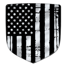 Load image into Gallery viewer, Grayscale Distressed Flag Ram Shield Badges - Black Ops Auto Works