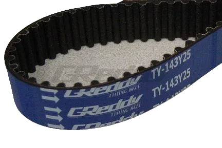 Close-up of GReddy timing belt tooth profile and fiberglass reinforcement