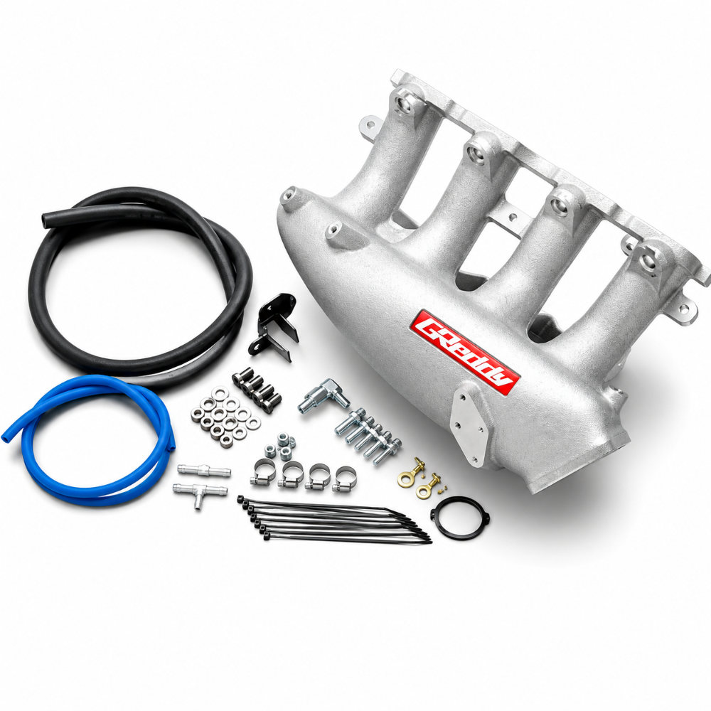 GReddy 13522317 cast aluminum intake plenum for Nissan SR20DET with stock throttle body