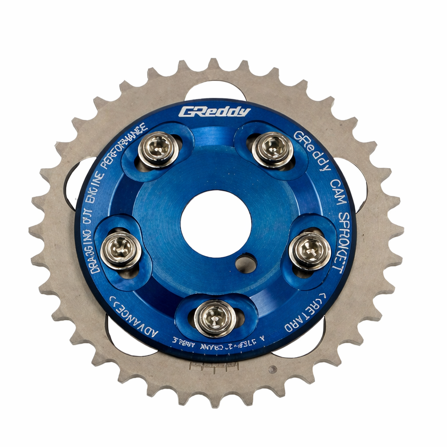 GReddy adjustable intake cam gear full view anodized