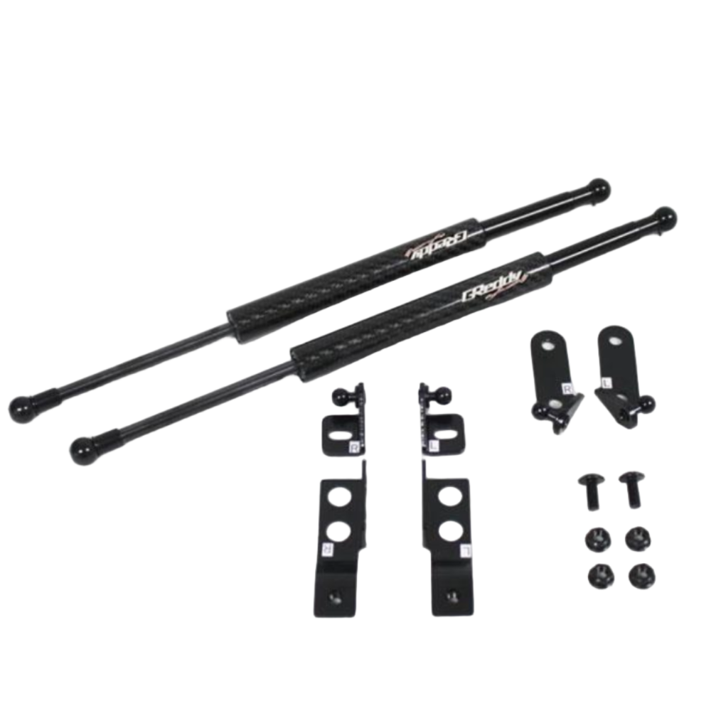 GReddy hood lifter kit for Mazda RX-7 FD3S complete set on white background