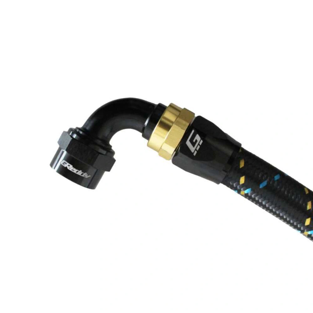 GReddy AN10 90 Degree Swivel Hose End - Black/Gold Anodized - GReddy 12801090
