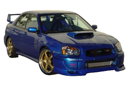 GReddy front lip installed on 2004-2007 Subaru WRX STI peanut eye showing profile