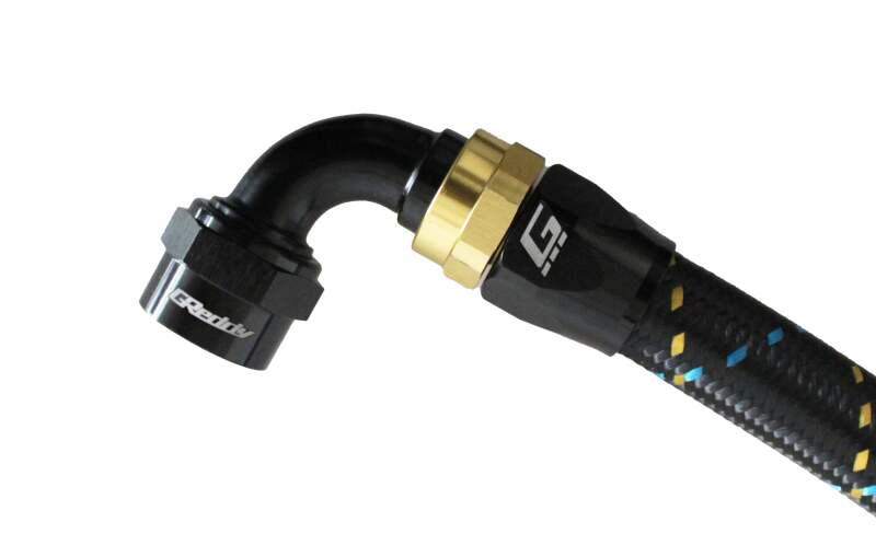 GReddy AN10 90 Degree Swivel Hose End - Black/Gold Anodized - GReddy 12801090