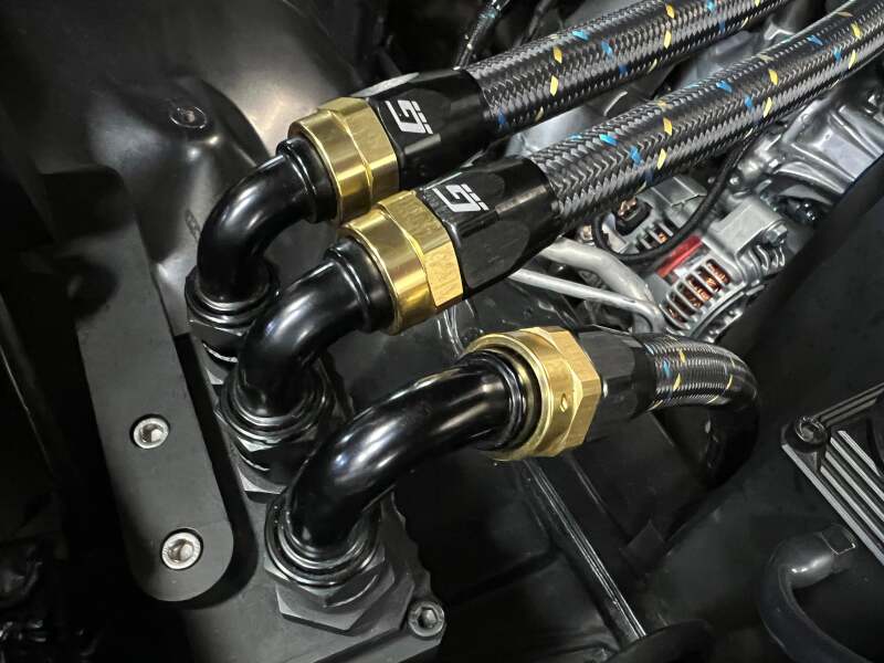 GReddy AN10 90 Degree Swivel Hose End - Black/Gold Anodized - GReddy 12801090