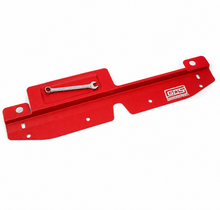 Load image into Gallery viewer, GrimmSpeed GRM096009 red radiator shroud with a silver wrench in the tool tray