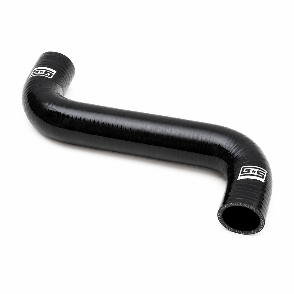 Long molded GrimmSpeed GRM405323 black silicone radiator hose shown from the side.