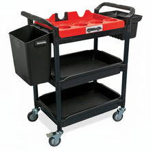 Load image into Gallery viewer, Griots Garage Ultimate Detailing Cart with red storage bins and black tiered trays, product studio shot