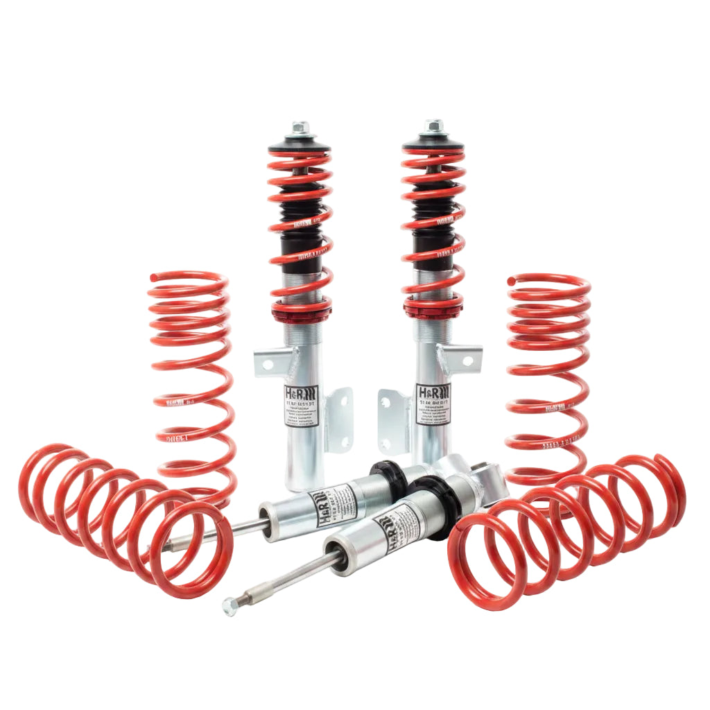 H&R 28850-1 Street Performance coilover kit with front struts, rear shocks, and red springs