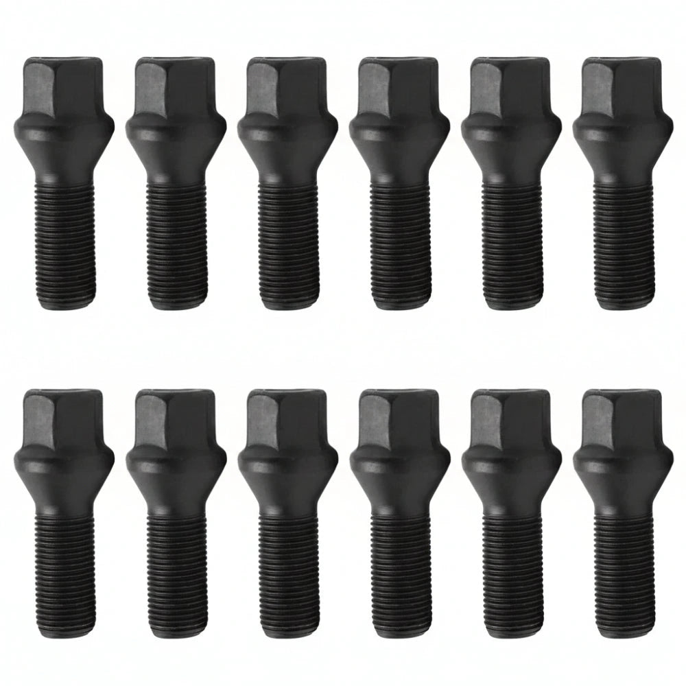 H&R Wheel Bolts 14 X 1.5 / Length 37mm / Merc Ball R14 / Head 17mm - Black - Set of 10 - H&R HRS1453702SW SET