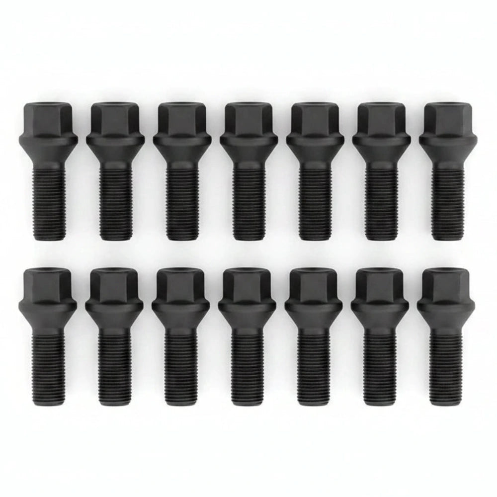 H&R Wheel Bolts 14 X 1.5 / Length 65mm / Mercedes Ball / Head 17mm - Black - Set of 10 - H&R HRS1456502SW SET