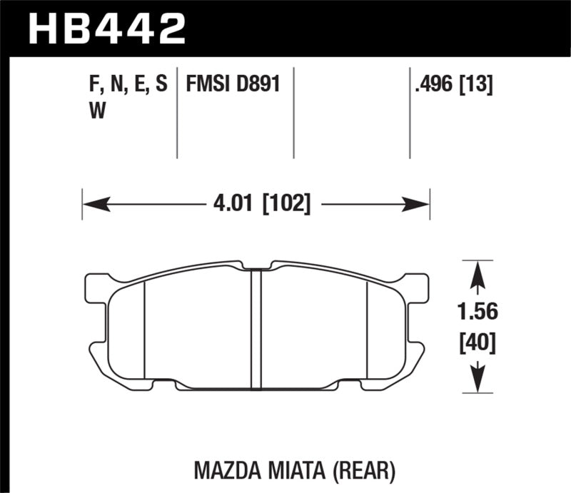 Hawk 01-02 Miata w/ Sport Suspension HP+  Street Rear Brake Pads (D891) - Black Ops Auto Works