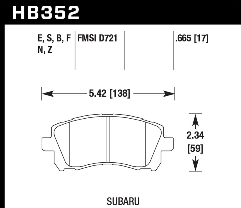Hawk 02-03 WRX / 98-01 Impreza / 97-02 Legacy 2.5L / 98-02 Forester 2.5L D721 HPS Street Front Brake - Black Ops Auto Works