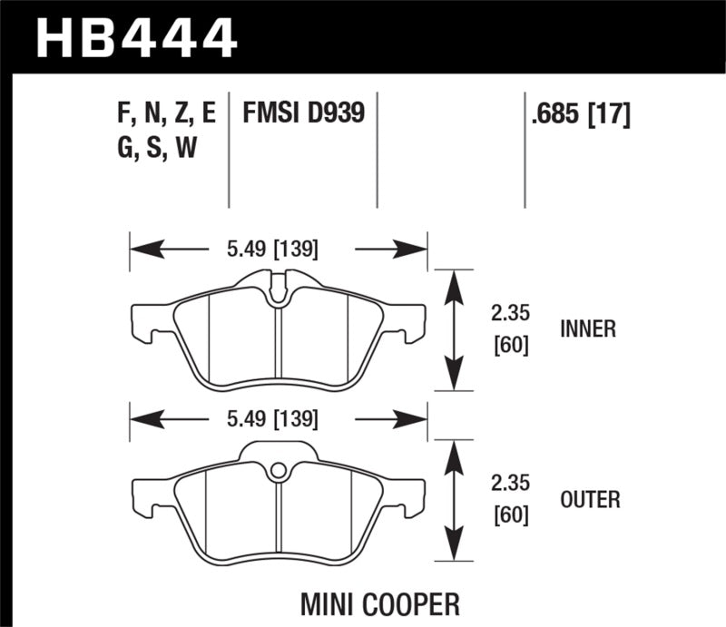 Hawk 02-06 Mini Cooper / Cooper S HPS Street Front Brake Pads - Black Ops Auto Works