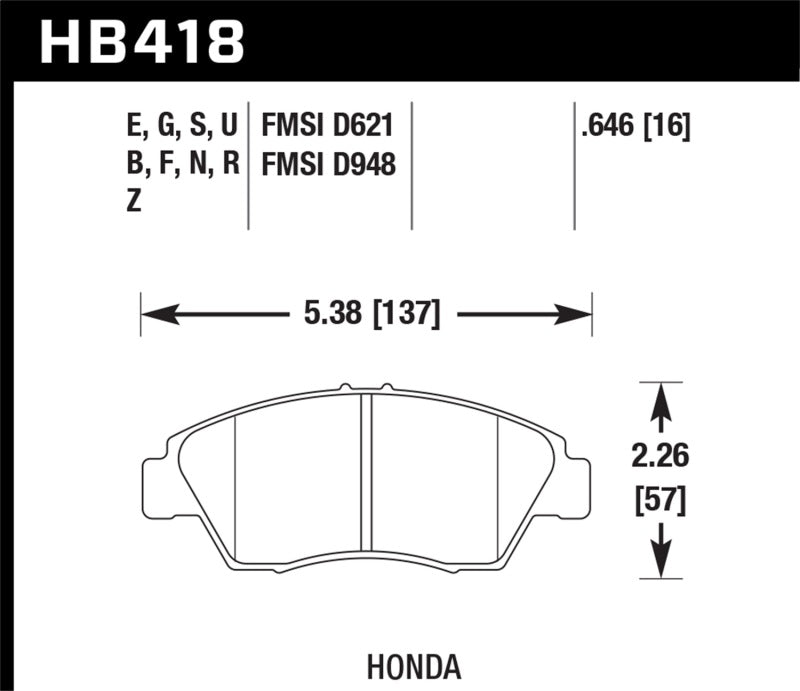 Hawk 02-06 RSX (non-S) Front / 03-09 Civic Hybrid / 04-05 Civic Si Front Blue 9012 Race Brake Pads - Black Ops Auto Works