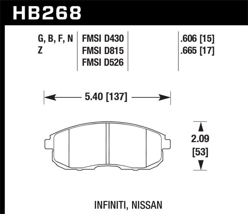 Hawk 03-04 G35/03-05 G35X/ 02-05 350z w/o Brembo DTC-60 Race Front Brake Pads - Black Ops Auto Works
