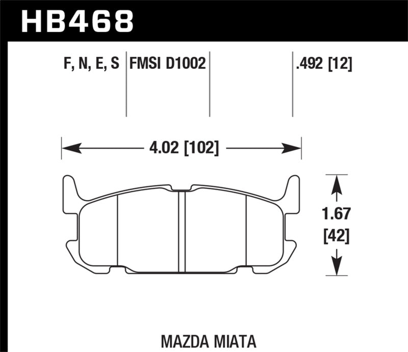 Hawk 03-05 Miata w/ Sport Suspension Blue 9012 Race Rear Brake Pads D1002 - Black Ops Auto Works