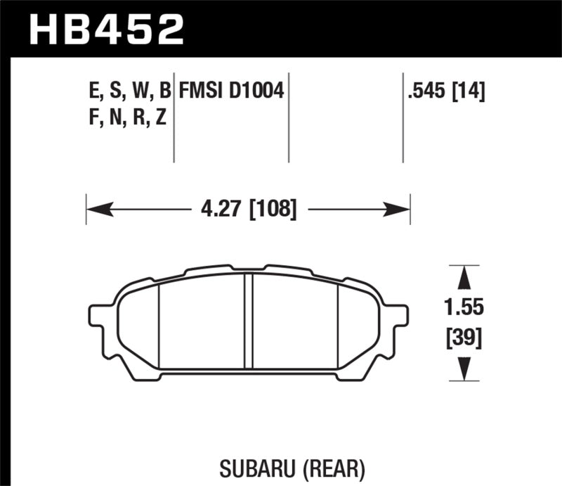 Hawk 03-05 WRX D1004 Performance Ceramic Street Rear Brake Pads - Black Ops Auto Works