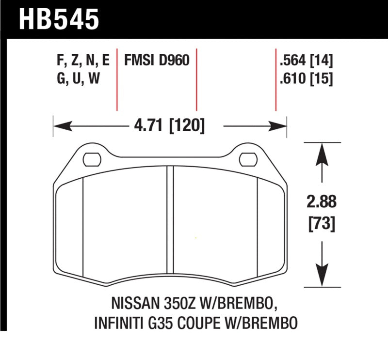 Hawk 03-07 G35/350z w/ Brembo Performance Ceramic Street Front Brake Pads - Black Ops Auto Works
