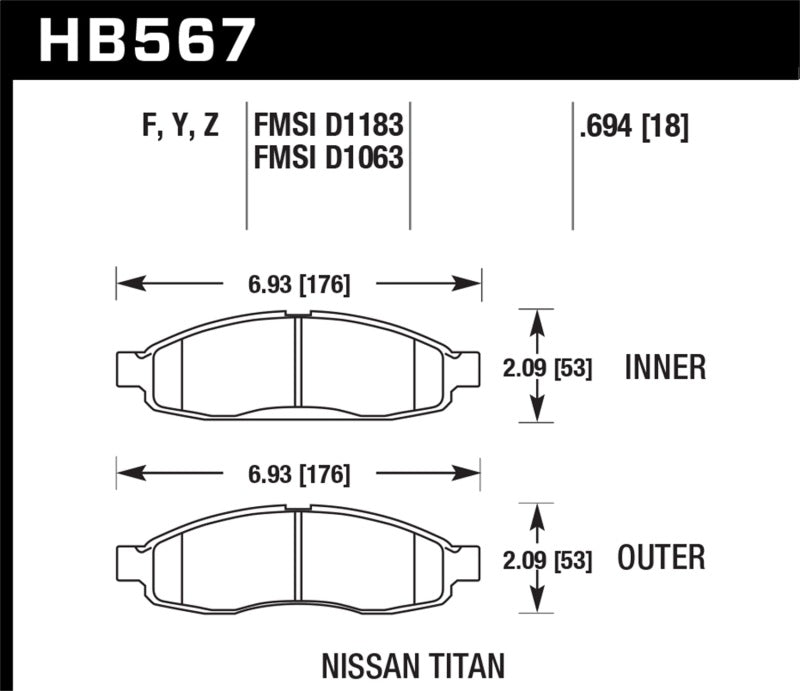 Hawk 04-06 infiniti QX56 / 05-06 Armada / 04 Pathfinder / 04-07 Titan LTS Street Front Brake Pads - Black Ops Auto Works