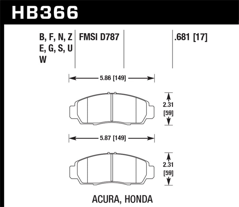 Hawk 04-10 Acura TSX / 99-08 TL / 01-03 CL / 03-10 Honda Accord EX DTC-60 Race Front Brake Pads - Black Ops Auto Works