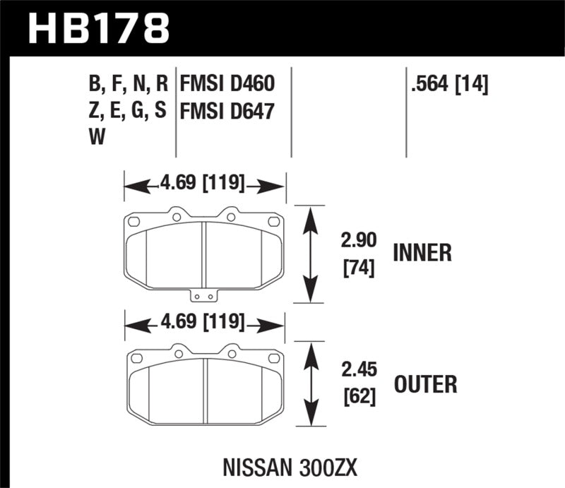 Hawk 06-07 WRX / 89-96 Nissan 300ZX / 89-93 Skyline GT-R Blue 9012 Front Race Pads - Black Ops Auto Works