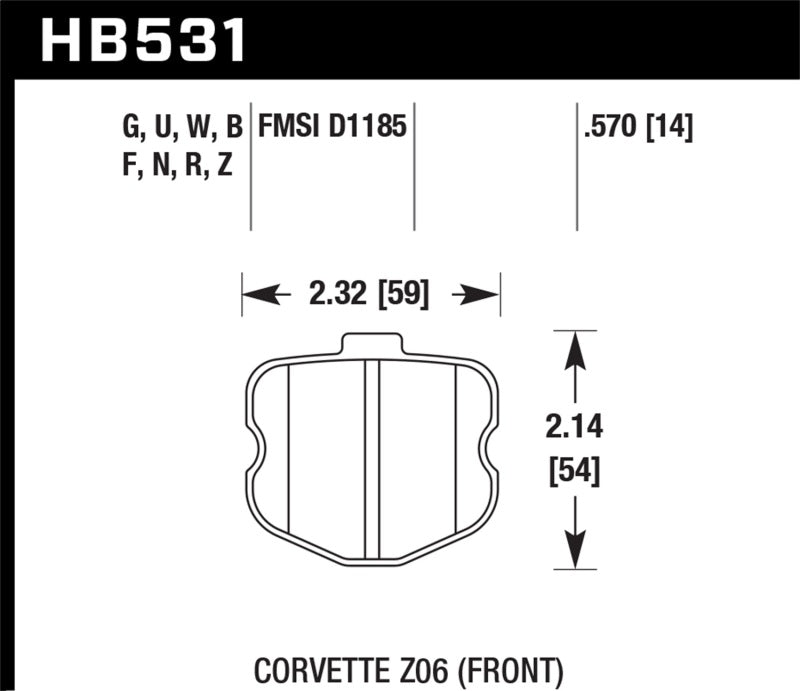 Hawk 06-10 Chevy Corvette (OEM Pad Design) Front Ceramic Sreet Brake Pads - Black Ops Auto Works