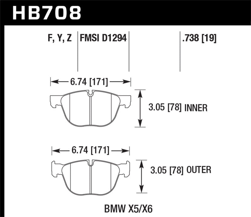 Hawk 07-08 BMW X5 3.0si/4.8i / 09-13 X5 Xdrive / 08-13 X6 Xdrive Perf Ceramic Frt Street Brake Pads - Black Ops Auto Works