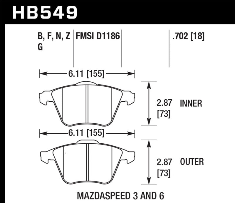 Hawk 07-08 Mazdaspeed3/06-07 Mazdaspeed6 HPS Street Front Brake Pads - Black Ops Auto Works