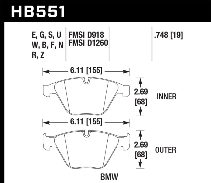 Hawk 07-09 BMW 335d/335i/335xi / 08-09 328i/M3 DTC-70 Race Front Brake Pads - Black Ops Auto Works