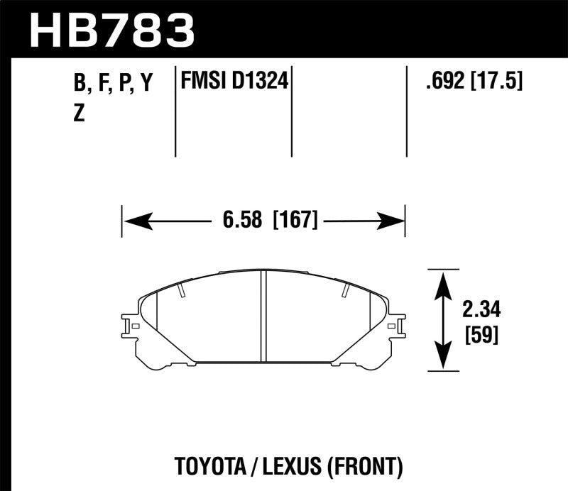 Hawk 08-16 Toyota Highlander Performance Ceramic Street Front Brake Pads - Black Ops Auto Works