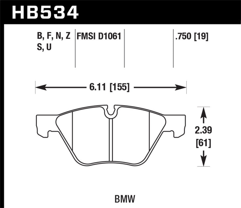 Hawk 09-11 BMW Z4 / 04-05 525I / 08-11 128I / 06 325I/325XI / 07 328I/328XI HPS Street Front Brake P - Black Ops Auto Works