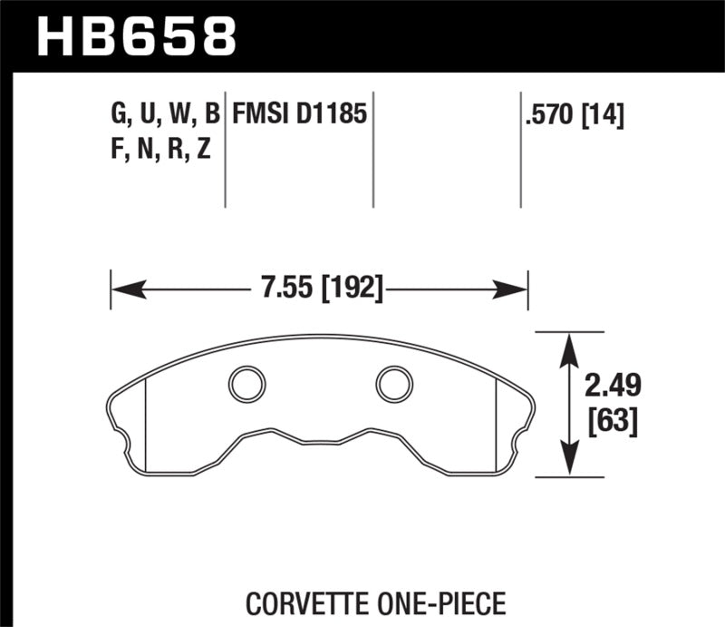 Hawk 10-11 Chevy Corvette Grand Sport / 06-08 Corvette Z06 (1 piece) Front DTC-70 Race Brake Pads - Black Ops Auto Works