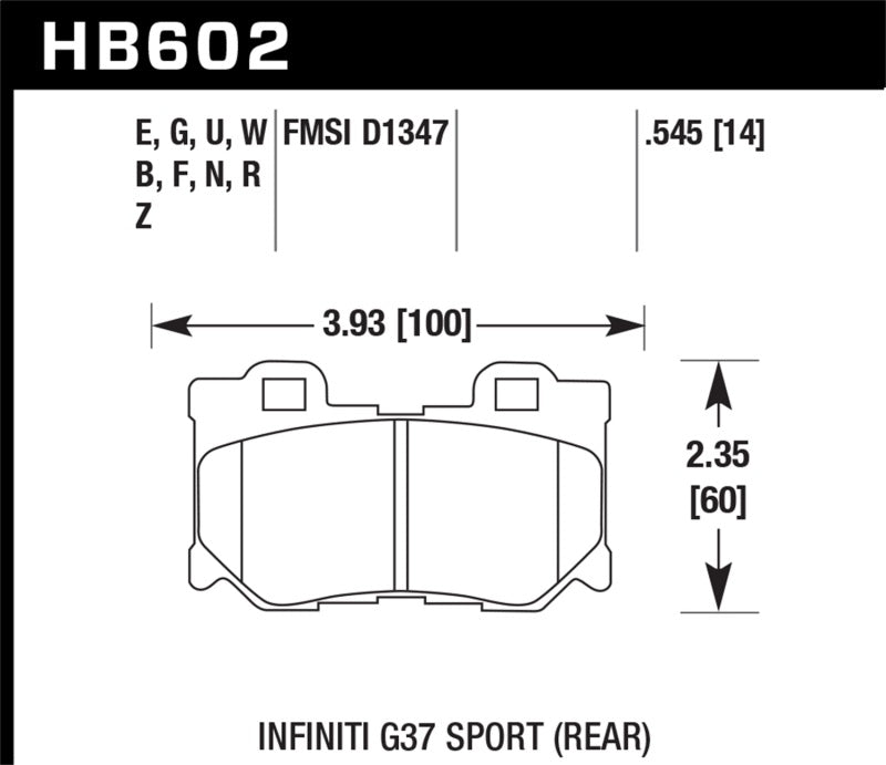 Hawk 10-11 Infiniti FX50 / 09-10 G37 / 09-10 Nissan 370Z DTC-60 Race Rear Brake Pads - Black Ops Auto Works