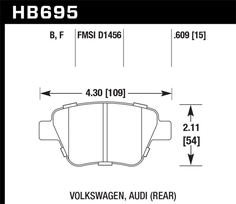 Hawk 12 Audi A3 / 11-12 VW Golf GTI/Jetta S/Jetta SE/Jetta SEL/Jetta TDI HPS Street Rear Brake Pads - Black Ops Auto Works