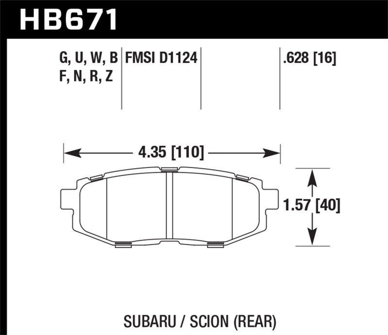 Hawk 13 Scion FR-S / 13 Subaru BRZ/10-12 Legacy 2.5 GT/3.6R HP Plus Street Rear Brake Pads - Black Ops Auto Works